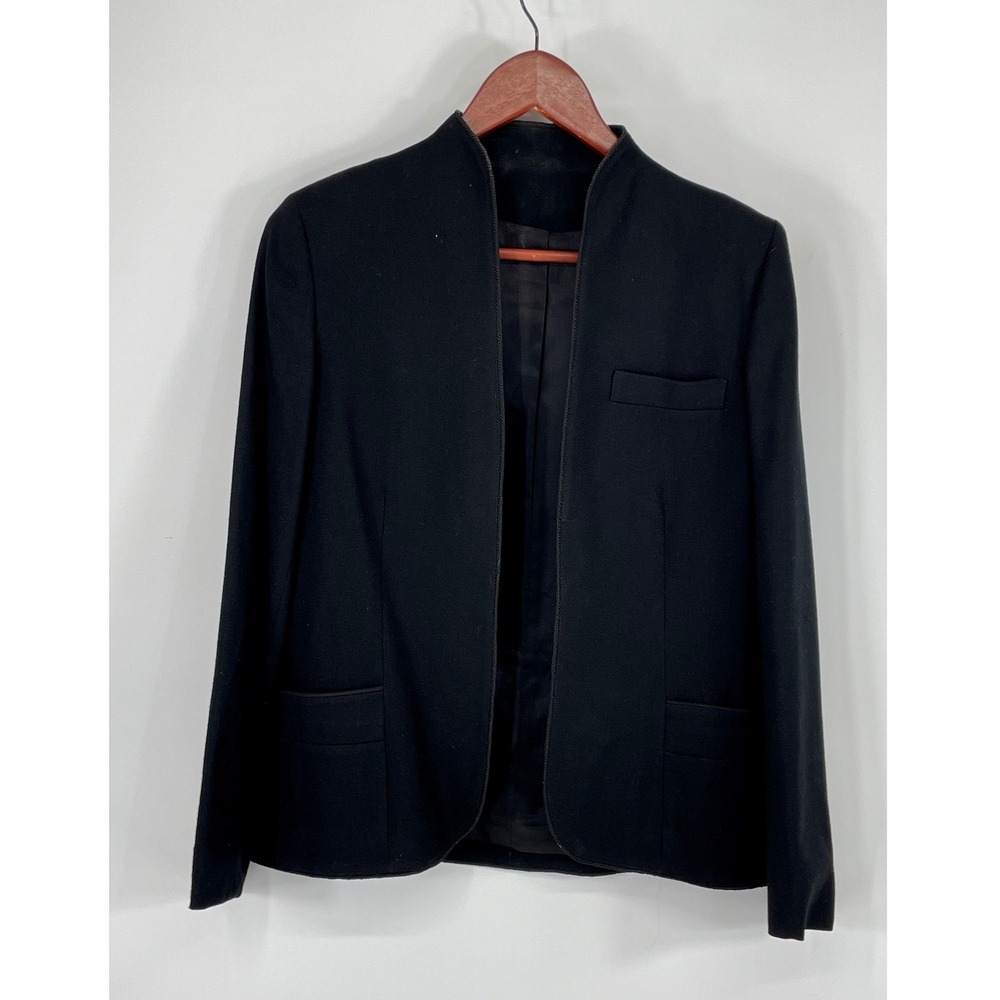Daniel for Spellbound Womens Blazer Size 10 Wool Black Open Front Jacket